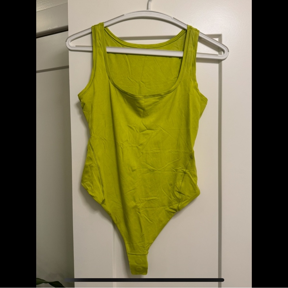Lululemon Wundermost Ultra-Soft Square‑Neck Sleeveless Bodysuit in Lichen Lime